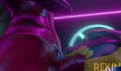 Snake-head slut receiving a facial from a big-dicked Futanari