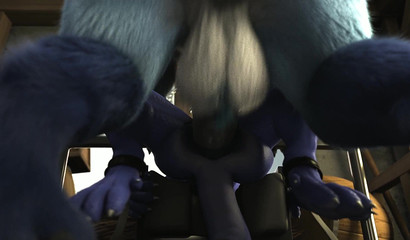Furry animal embedding his hyper penis inside his lover's ass