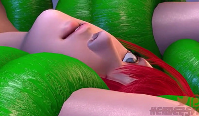 Humongous tentacles invading the holes of a curvy redhead