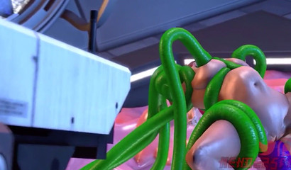 Humongous tentacles invading the holes of a curvy redhead