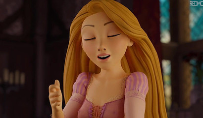 Cock finds itself locked between Rapunzel's lips