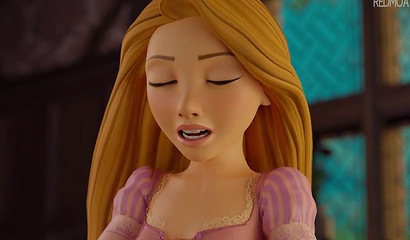 Cock finds itself locked between Rapunzel's lips