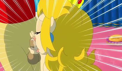 Princess Peach swallowing cum after a rough anal drilling session