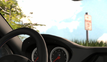 Lara Croft masturbates in a car in a traffic jam