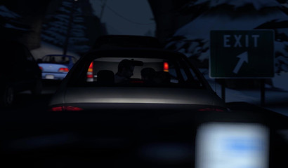 Lara Croft masturbates in a car in a traffic jam