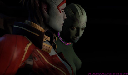 Overwatch characters having fun in a strip club