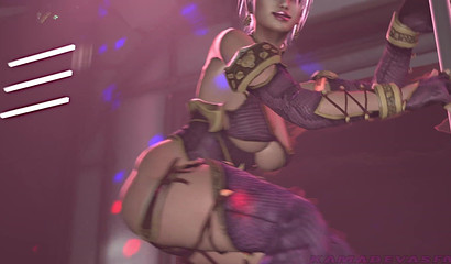 Overwatch characters having fun in a strip club
