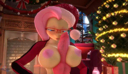 Furry anime character fucks her big tits with a toy