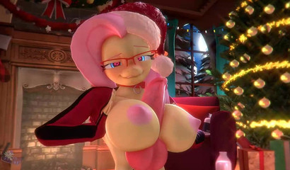 Furry anime character fucks her big tits with a toy