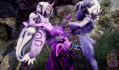 Funatari anime creatures fucking in a threesome