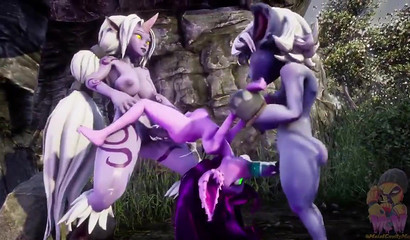 Funatari anime creatures fucking in a threesome