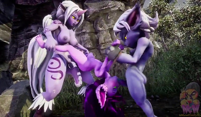 Funatari anime creatures fucking in a threesome