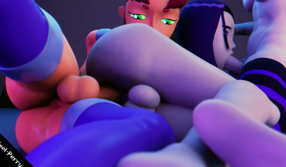 Raven from ''Teen Titans Go'' gets her holes fucked