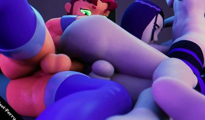 Raven from ''Teen Titans Go'' gets her holes fucked