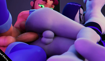 Raven from ''Teen Titans Go'' gets her holes fucked