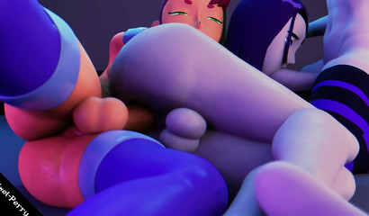 Raven from ''Teen Titans Go'' gets her holes fucked