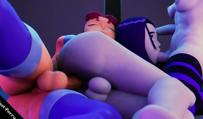 Raven from ''Teen Titans Go'' gets her holes fucked