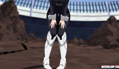 Sexy Camie Utsushimi unzips her costume & shows her big tits