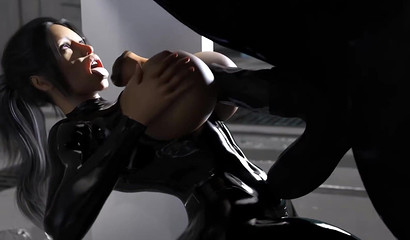 3D bombshell gets her big boobs fucked by horse