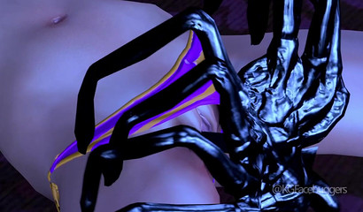 Alien fucks a naked girl in the dark (3D porn cartoon)