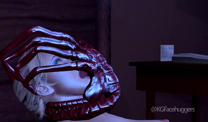 Alien fucks a naked girl in the dark (3D porn cartoon)