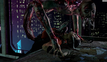 Dead Ellie Langford gets dicked by a scary monster