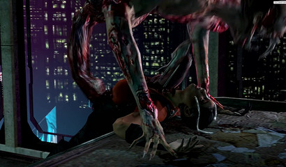 Dead Ellie Langford gets dicked by a scary monster