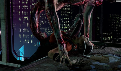 Dead Ellie Langford gets dicked by a scary monster