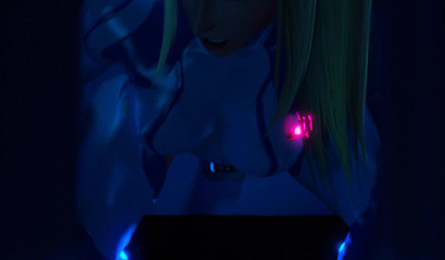 Gloryhole porn with a beautiful blonde in the toilet (Metroid)