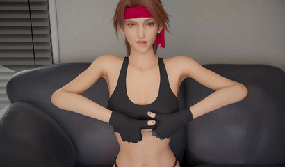 A guy fucks a slender girl after a fitness workout