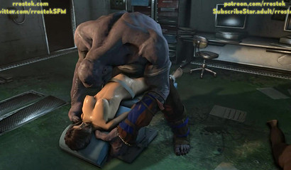 Bound & naked Lara Croft gets fucked by Coach and Cyclop