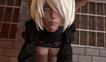 YoRHa No.2 Type B takes a horse's dick up her ass