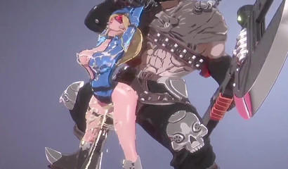 Busty cartoon slut gets rammed by a monster