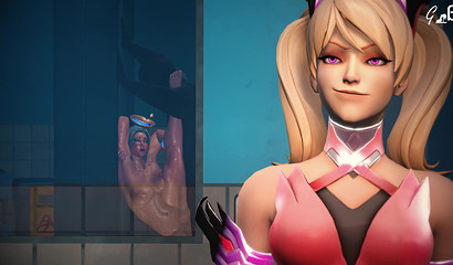 Busty babe raped by a huge dick, porn cartoon Overwatch