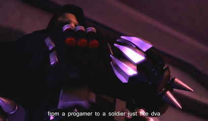 Overwatch D.Va sucks a crowd of guys