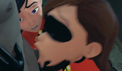 The scoundrel forces Helen Parr and her daughter to deep blowjob