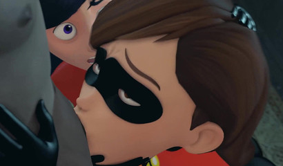 The scoundrel forces Helen Parr and her daughter to deep blowjob