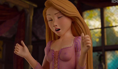 Rapunzel jerks off Tangled Flynn's cock with nice feet