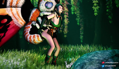 Sexy anime beauty getting shagged by a butterfly