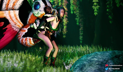 Sexy anime beauty getting shagged by a butterfly