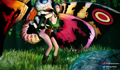 Sexy anime beauty getting shagged by a butterfly