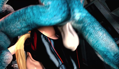 Alien monster rapes a girl on a spaceship