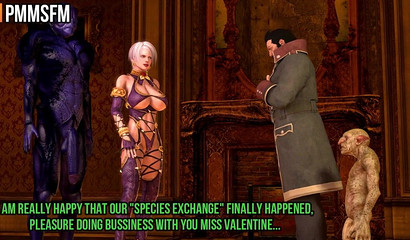 Green demons fuck big tit girl