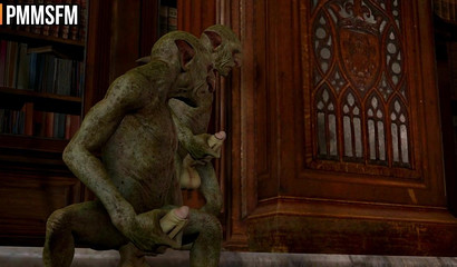 Green demons fuck big tit girl