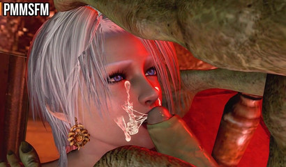 Green demons fuck big tit girl