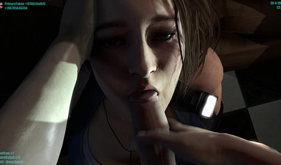 Young 3d girl sucks a guy during interrogation (Resident Evil)