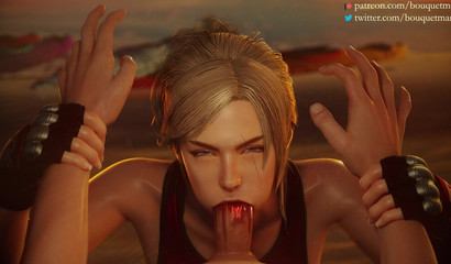 Busty 3D femdom Lidia deepthroats and rides a dick outside