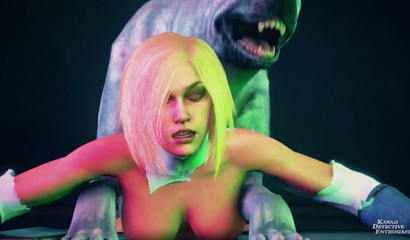 Huge dog fucks cute blonde in 3D porn