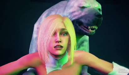 Huge dog fucks cute blonde in 3D porn