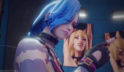 Crazy Jinx tickles Akali to orgasm (League of Legends)